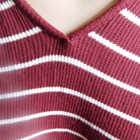Fall ready, Hippie Rose Hooded Sweater – Maroon & White Stripes, Size Small - Picture 2 of 8